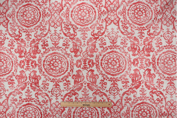 Thibaut Sansome F94152 Printed Linen Blend Drapery Fabric in Red