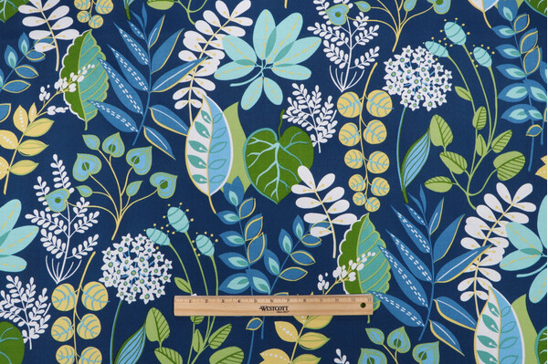 Richloom Windcrest Printed Polyester Outdoor Fabric in Navy