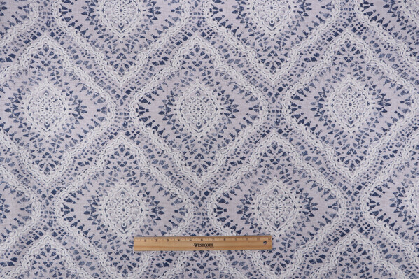 Waverly Curves Ahead Printed Cotton Drapery Fabric in Indigo