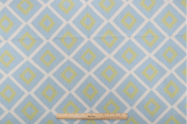 Thibaut Carole F99192 Printed Linen Blend Drapery Fabric in Aqua