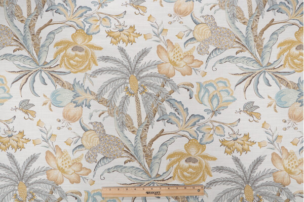 Waverly Fiji Flora Printed Cotton Drapery Fabric in Blonde