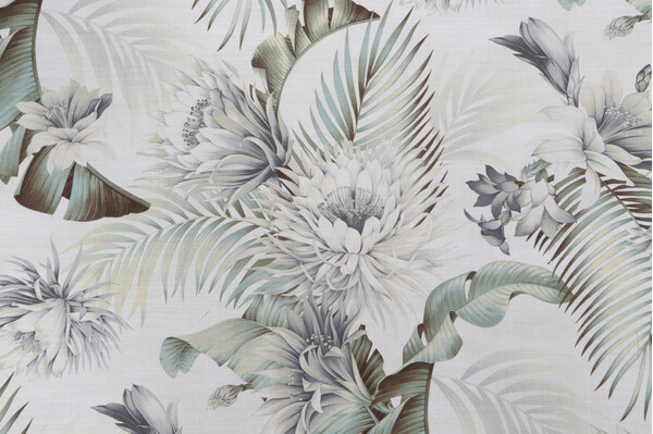 Tommy Bahama Harbor Island Printed Cotton Drapery Fabric in White Smoke