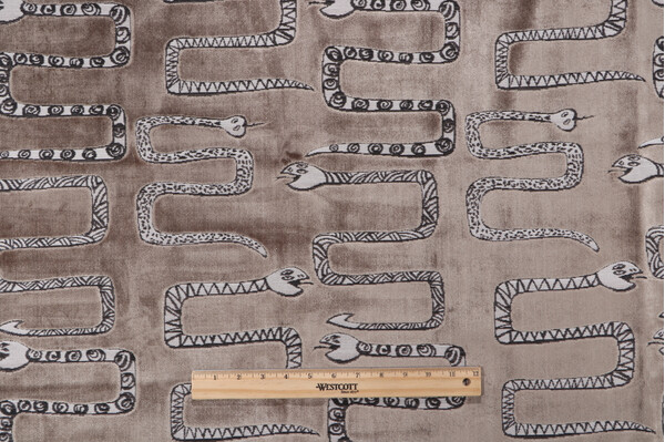 TFA Serpentine Latex-Backed Velvet Upholstery Fabric in Smoke