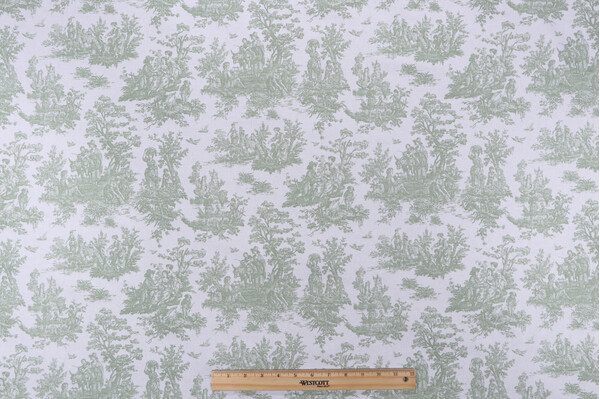 Premier Prints Jamestown Toile Printed Cotton Drapery Fabric in Sage