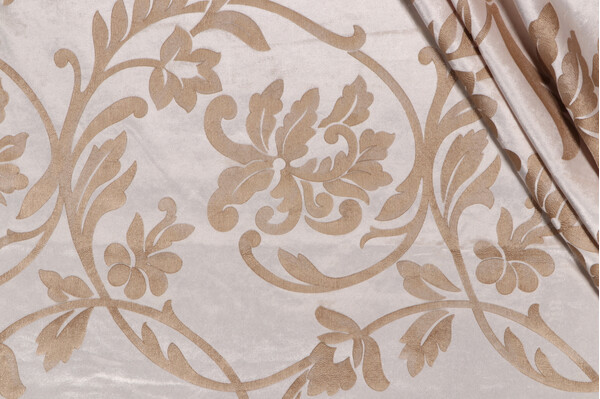 Kat Burki Notte Hand-Printed Velvet Upholstery Fabric in Cream for Scalamandre