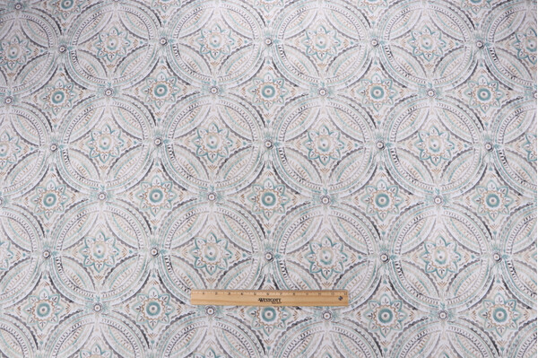 Kelly Ripa Home Blissfulness Printed Cotton Drapery Fabric in Spa