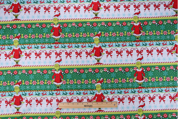 Robert Kaufman How The Grinch Stole Christmas Collection ADE-73330-1 Printed Cotton Craft Fabric in White