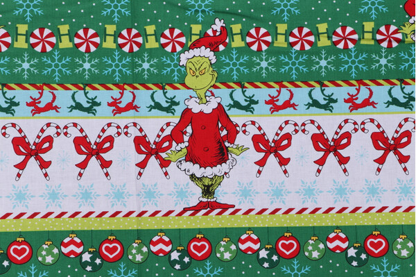 Robert Kaufman How The Grinch Stole Christmas Collection ADE-73330-1 Printed Cotton Craft Fabric in White