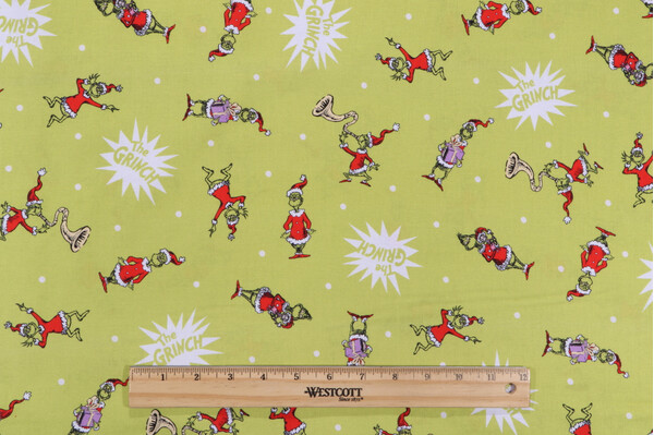 Robert Kaufman How The Grinch Stole Christmas Collection ADED-21776-223 Printed Cotton Craft Fabric in Holiday
