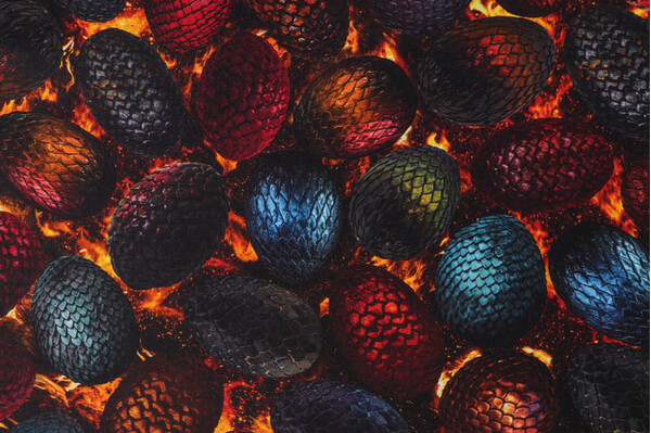 Timeless Treasures Dragon's Lair - Dragon Eggs Printed Cotton Craft Fabric in Bright