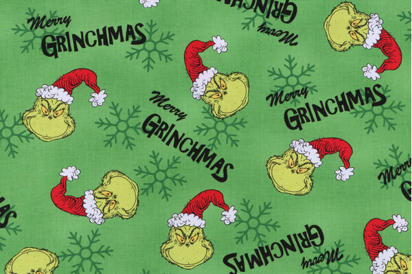 Robert Kaufman How The Grinch Stole Christmas Collection ADE-15783-7 Printed Cotton Craft Fabric in Green
