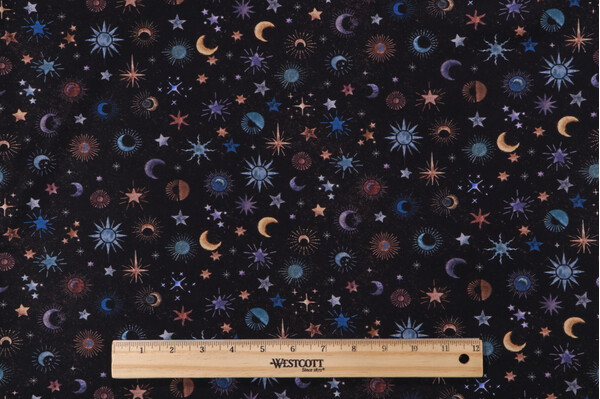 Fabrics Of SoHo Celestial Printed Cotton Craft Fabric in Black for Timeless Treasures