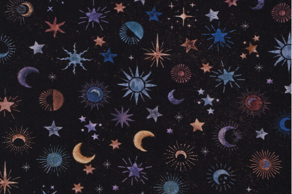 Fabrics Of SoHo Celestial Printed Cotton Craft Fabric in Black for Timeless Treasures