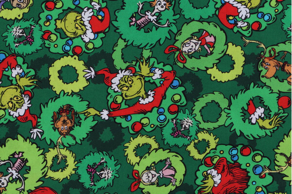 Robert Kaufman How The Grinch Stole Christmas Collection ADED-22566-274 Printed Cotton Craft Fabric in Pine