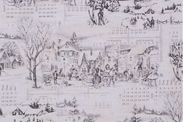 Tim Holtz Holidays Past - Winter Toile Printed Cotton Craft Fabric in Neutral for Free Spirit
