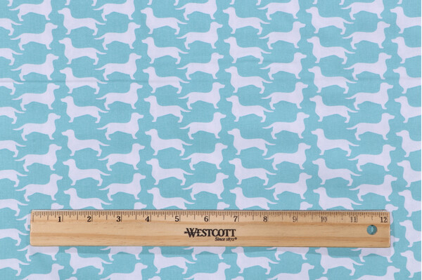 Emma & Mila Dog Silhouette Printed Cotton Craft Fabric in Turquoise