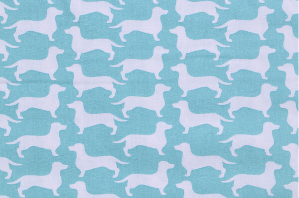 Emma & Mila Dog Silhouette Printed Cotton Craft Fabric in Turquoise