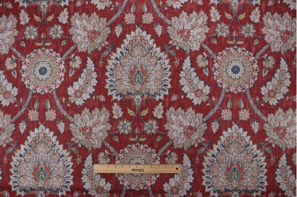 Waverly Castleford Printed Cotton Drapery Fabric in Garnet