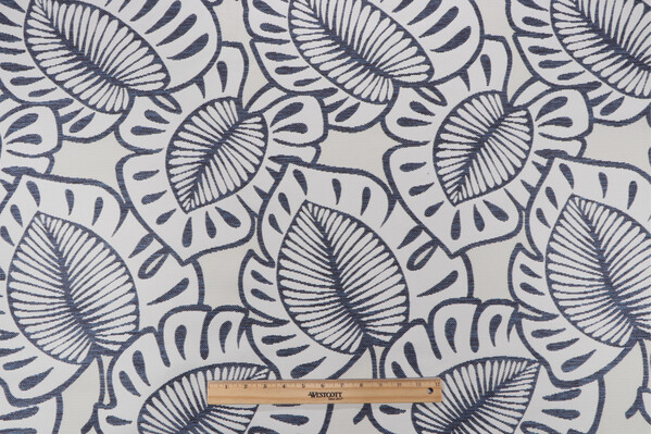 Opuzen Destin Woven Outdoor Fabric in Denim