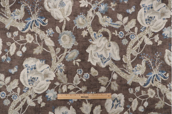 Waverly Adalet Printed Cotton Blend Drapery Fabric in Semi-Sweet
