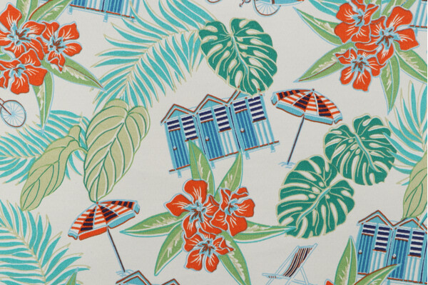 Tommy Bahama Beach Scenes Printed Polyester Outdoor Fabric in Capri