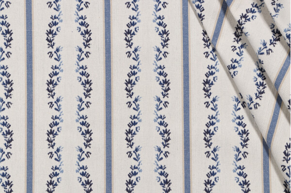 Waverly Regency Stripe Woven Upholstery Fabric in Caspian