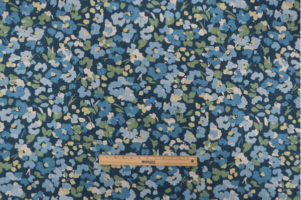 Magnolia Home Bixby Printed Cotton Drapery Fabric in Navy