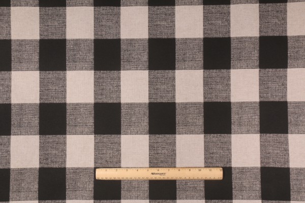 Sample of Premier Prints Anderson LN Plaid Printed Cotton Drapery Fabric in Black 
