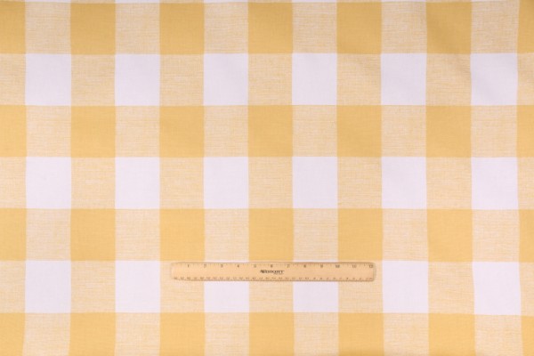 Sample of Premier Prints Anderson Printed Cotton Drapery Fabric in Brazilian Yellow 