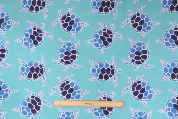 Terrasol - Tortoise Printed Polyester Outdoor Fabric in Turquoise 