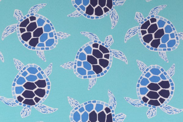 Terrasol - Tortoise Printed Polyester Outdoor Fabric in Turquoise 