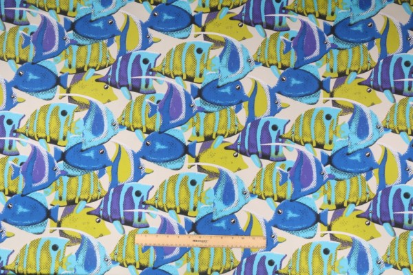 Sample of Terrasol - Oceanic Printed Polyester Outdoor Fabric in Marine 