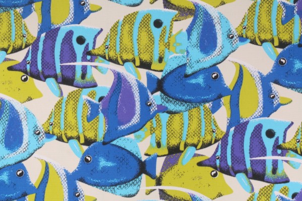 Sample of Terrasol - Oceanic Printed Polyester Outdoor Fabric in Marine 