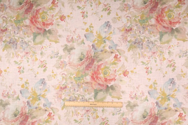 Sample of Covington Macbeth Printed Linen Blend Drapery Fabric in Blush-7 