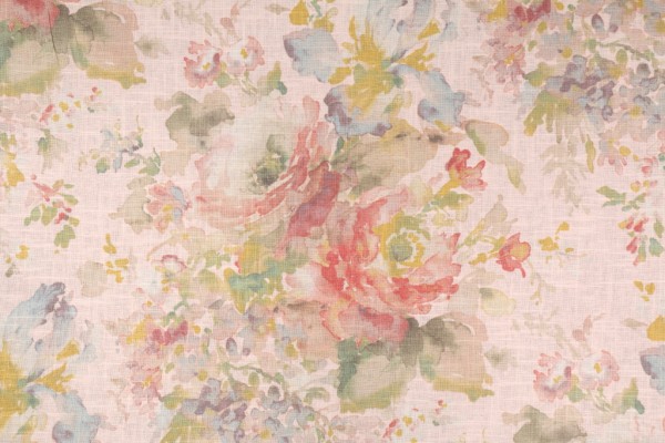 Sample of Covington Macbeth Printed Linen Blend Drapery Fabric in Blush-7 