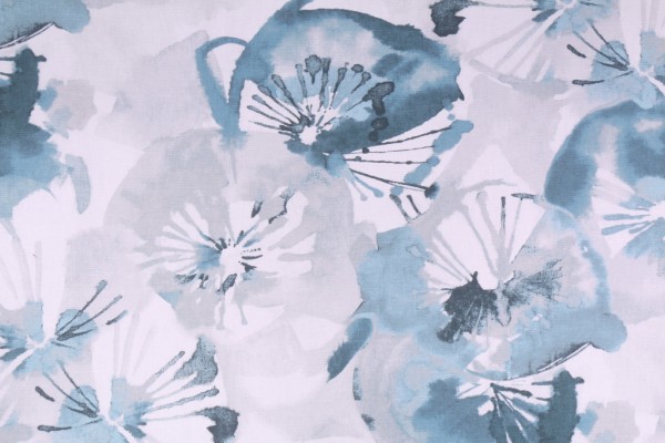 Richloom Waldman Printed Cotton Drapery Fabric in Ocean 