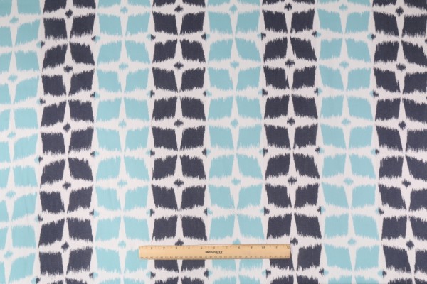 Robert Allen Neo Motif Woven Cotton Upholstery Fabric in Aqua 