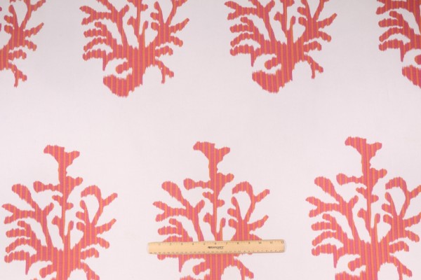Onyx Age Java Coral Printed Cotton Drapery Fabric in Coral 