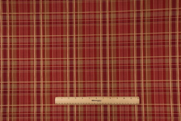 Covington Burgess Plaid Woven Decorator Fabric in Antique Red 137 
