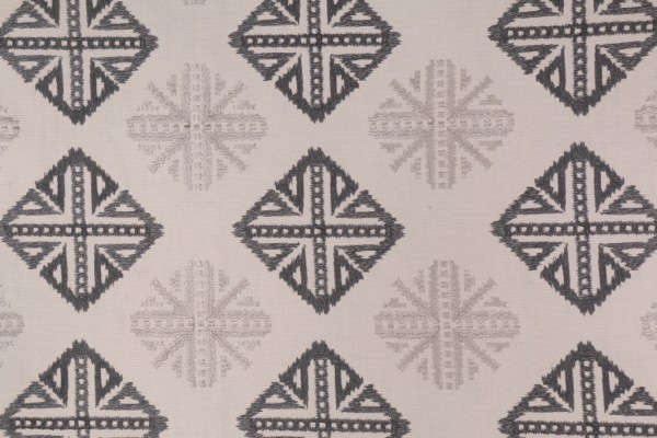 Onyx Age Marrakesh Embroidered Cotton Drapery Fabric in Stormy 