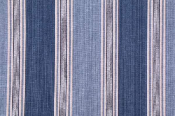 Waverly Spotswood Stripe Printed Cotton Drapery Fabric in Porcelain 