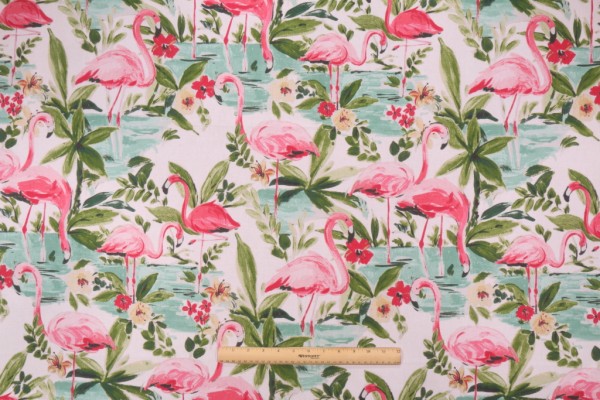 Waverly Floridian Flaming Printed Cotton Drapery Fabric in In Bloom 