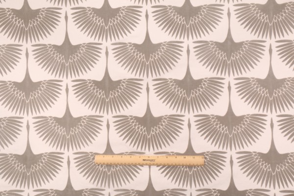 Sample of Genevieve Gorder Flock Printed Flocked Drapery Fabric in Steam 