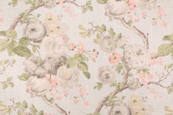 Sample of Kaufmann Manor House Printed Linen Blend Drapery Fabric in Zephyr 