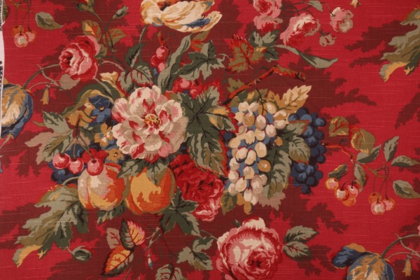 Kaufmann Queensland Printed Cotton Drapery Fabric in Crimson 
