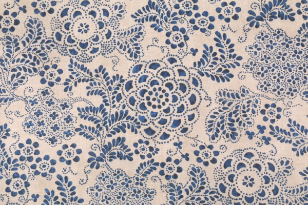 Sample of PK Lifestyles Katazome Garden Printed Linen Blend Drapery Fabric in Baltic 