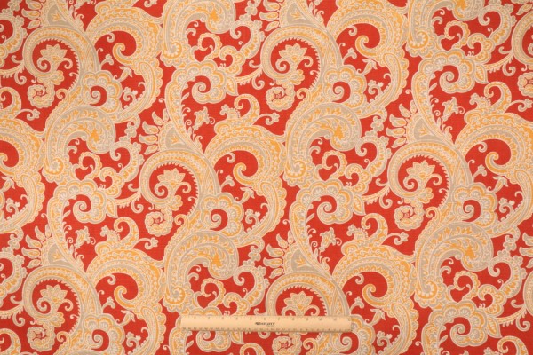 Duralee 72084 Printed Cotton Linen Drapery Fabric in Flame 