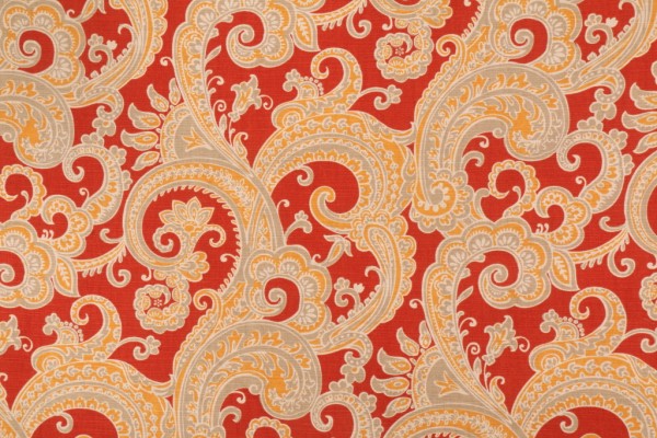 Duralee 72084 Printed Cotton Linen Drapery Fabric in Flame 