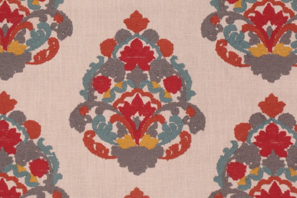 Waverly Folk Lure Embroidery Drapery Fabric in Jewel 