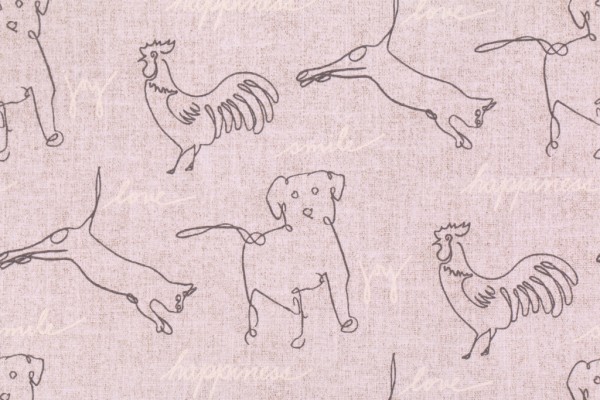 Sample of Ellen Degeneres Happy Animals Printed Cotton Drapery Fabric in Parchment 